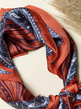 Burnt Orange Paisley Printed Satin Neckerchief - TOSSIDO