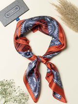 Burnt Orange Paisley Printed Satin Neckerchief - TOSSIDO
