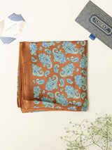 Burnt Orange Paisley Printed Satin Neckerchief - TOSSIDO