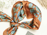 Burnt Orange Paisley Printed Satin Neckerchief - TOSSIDO
