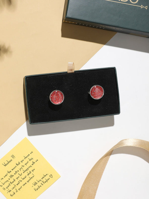 Burnt Red Paisley Cufflinks - TOSSIDO