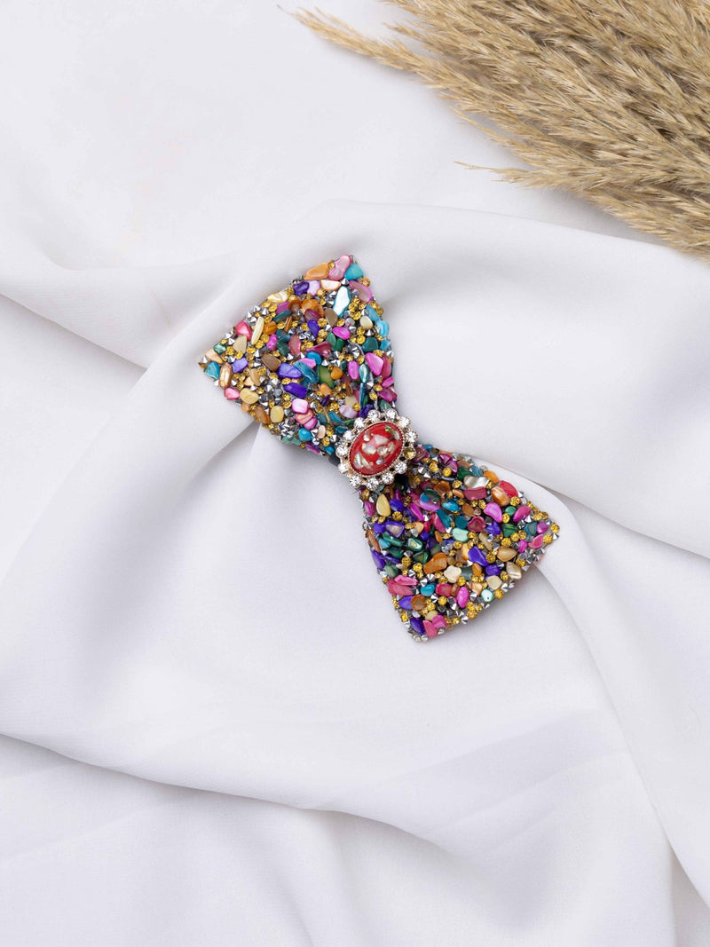 Carnival Gemstone Bowtie Brooch - TOSSIDO