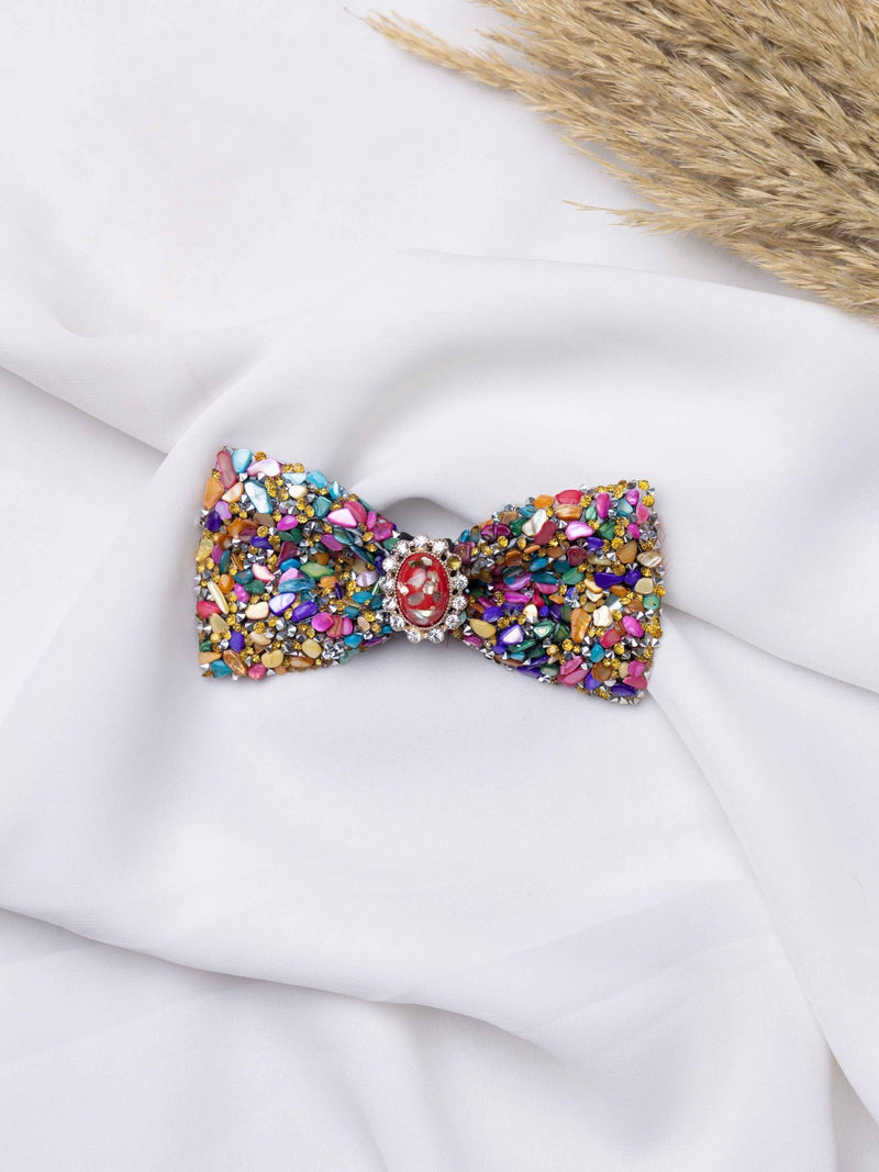 Carnival Gemstone Bowtie Brooch - TOSSIDO