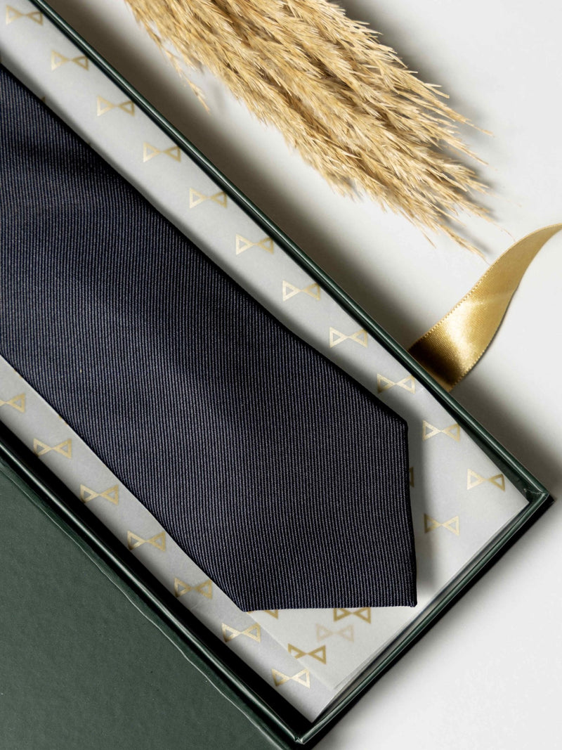 Charcoal Black Pure Silk Necktie (Teflon Coated) - TOSSIDO