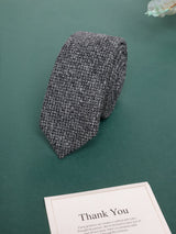 Charcoal Grey Textured Wool Skinny Necktie - TOSSIDO