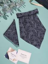 Charcoal Paisley Woven Cravat & Pocket Square Set - TOSSIDO