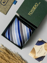 Classic Blue & Grey Multistripe Necktie - TOSSIDO