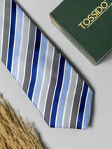 Classic Blue & Grey Multistripe Necktie - TOSSIDO