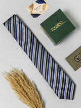 Classic Blue & Grey Stripe Necktie - TOSSIDO