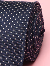 Classic Blue & White Dotted Woven Silk Necktie - TOSSIDO
