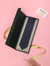 Classic Blue & White Dotted Woven Silk Necktie - TOSSIDO