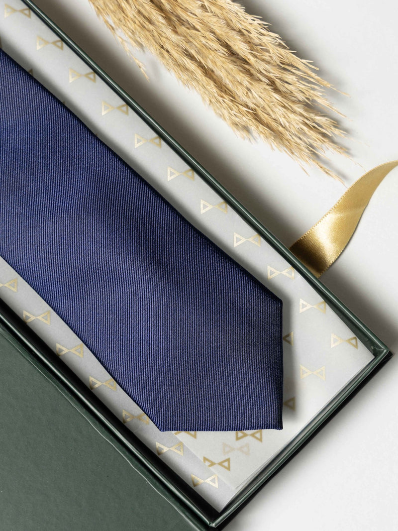 Classic Midnight Blue Pure Silk Necktie (Teflon Coated) - TOSSIDO