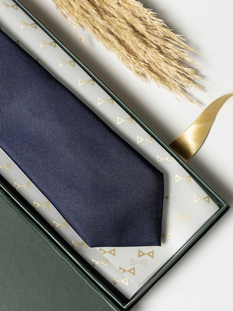 Classic Navy Blue Pure Silk Necktie ( Teflon Coated) - TOSSIDO