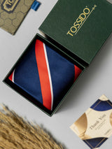 Classic Navy & Crimson Striped Necktie - TOSSIDO