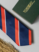 Classic Navy & Crimson Striped Necktie - TOSSIDO