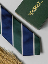 Classic Navy & Forest Green Stripe Necktie - TOSSIDO