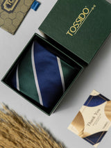 Classic Navy & Forest Green Stripe Necktie - TOSSIDO