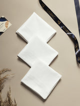 Classic White Jacquard Stripe Cotton Handkerchief Set - TOSSIDO