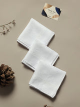 Classic White Jacquard Stripe Cotton Handkerchief Set - TOSSIDO