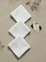 Classic White Self Stripe Cotton Handkerchief Set - TOSSIDO