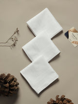 Classic White Textured Cotton Handkerchief Set - TOSSIDO