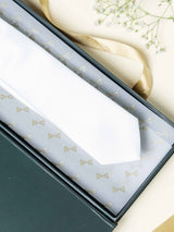 Classic White Twill Slim Necktie - TOSSIDO