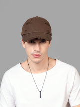 Coffee Brown Distressed Baseball Cap - TOSSIDO