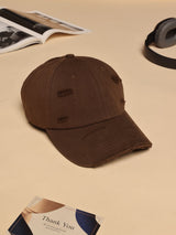 Coffee Brown Distressed Baseball Cap - TOSSIDO