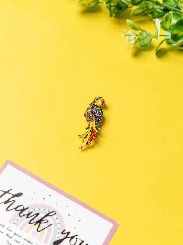 Colorful Parrot Brooch with Crystal Detailing - TOSSIDO