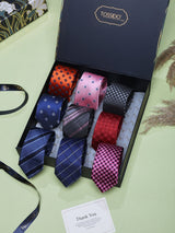 Contemporary Checks & Dots Woven Skinny Neckties – 9 Piece Gift Set - TOSSIDO