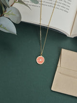 Coral Grapefruit Slice Pendant Necklace - TOSSIDO