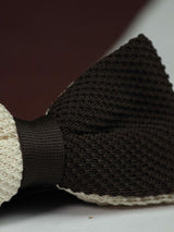 Cream & Dark Brown Dual - Tone Knitted Bow Tie - TOSSIDO