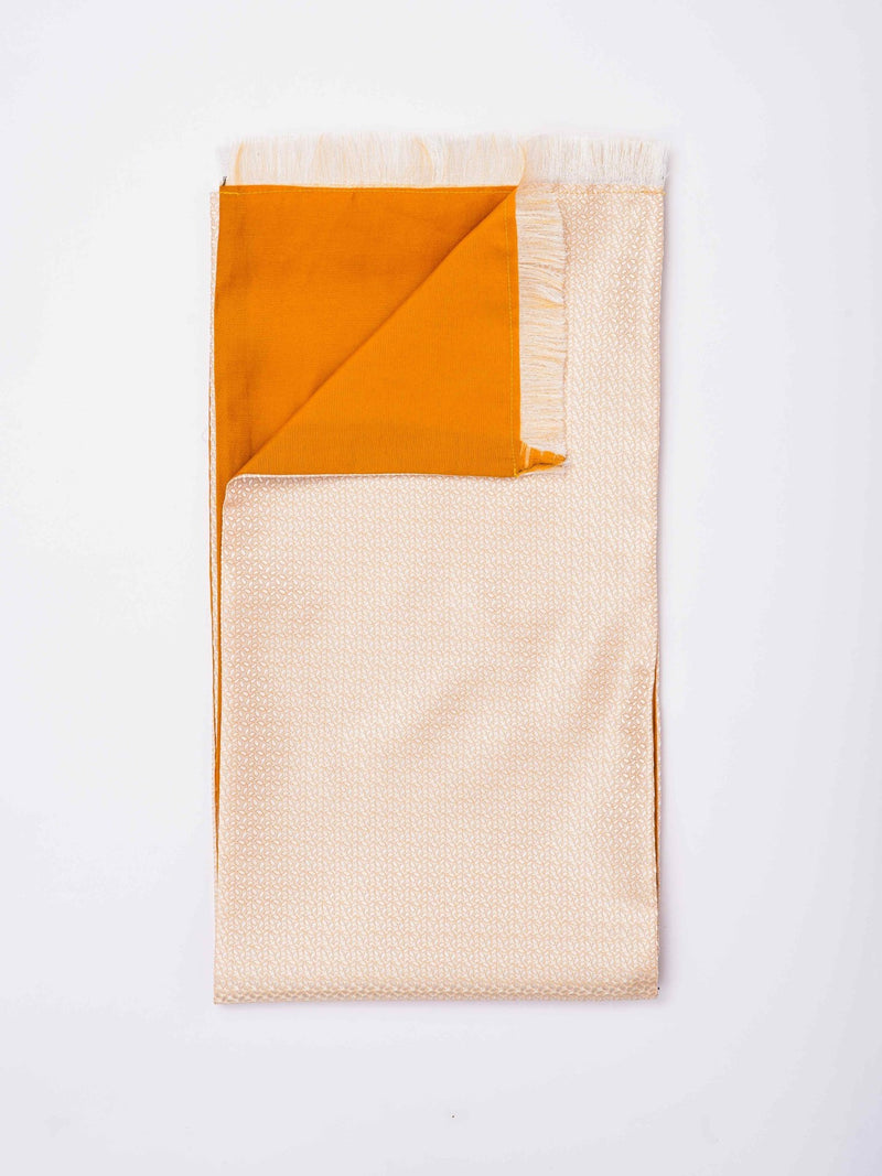 Cream Paisley Reversible Stole & Pocket Square Set - TOSSIDO