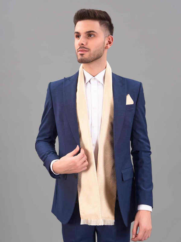 Cream Paisley Reversible Stole & Pocket Square Set - TOSSIDO