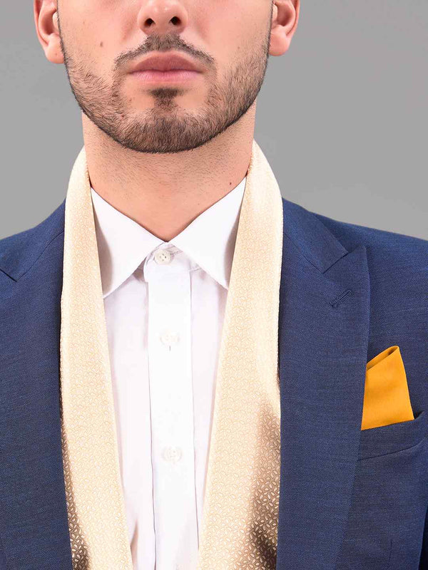 Cream Paisley Reversible Stole & Pocket Square Set - TOSSIDO