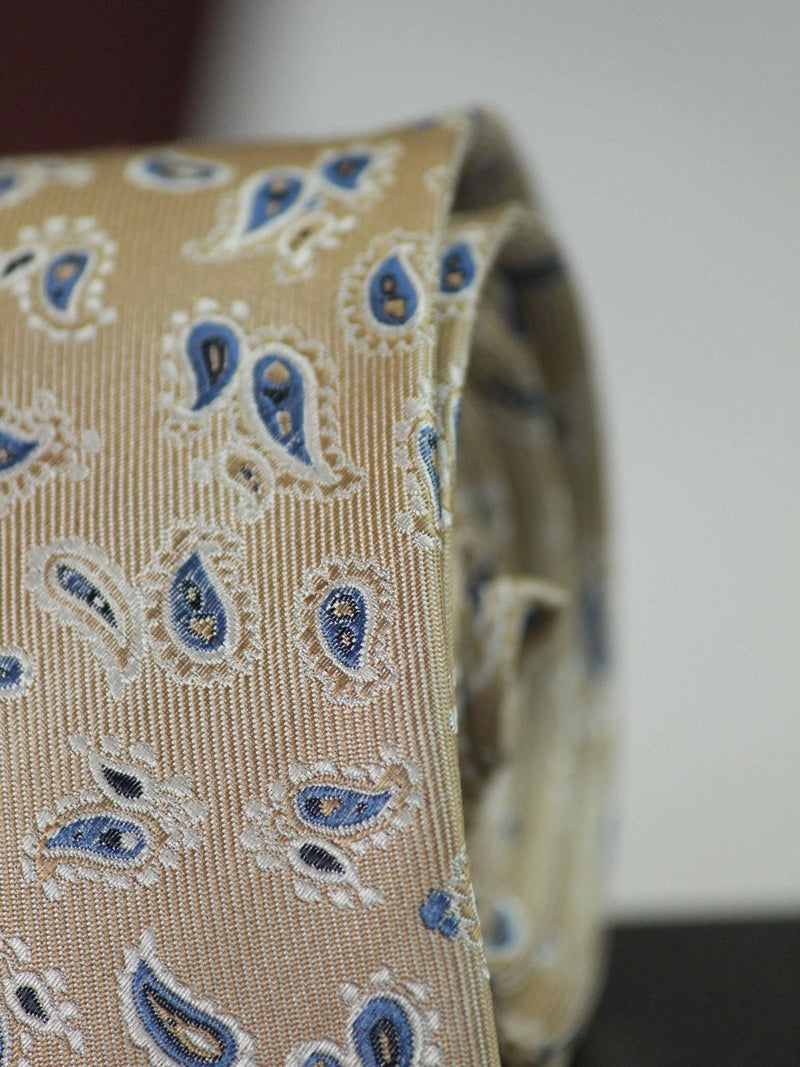 Cream Paisley Woven Silk Necktie - TOSSIDO