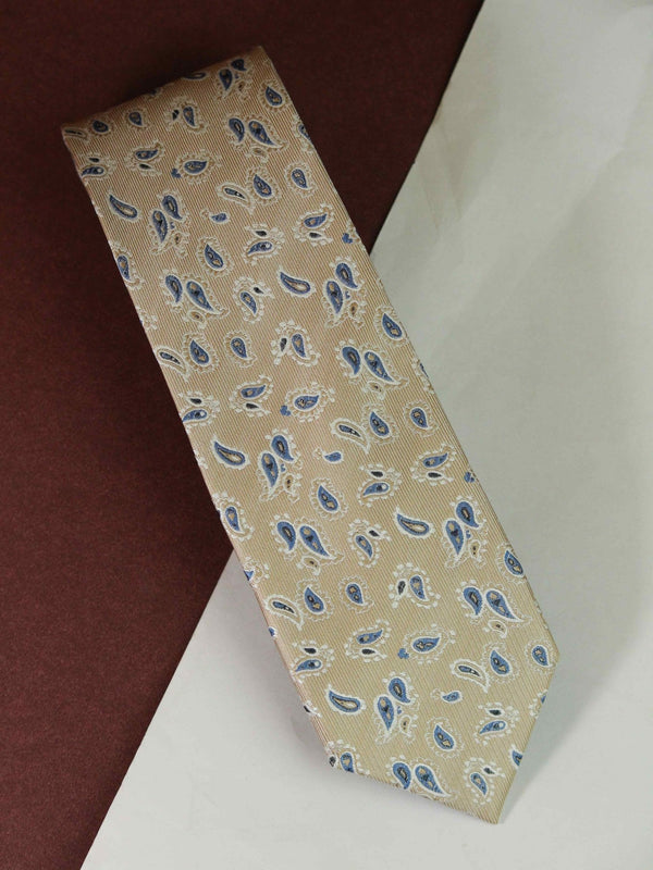 Cream Paisley Woven Silk Necktie - TOSSIDO