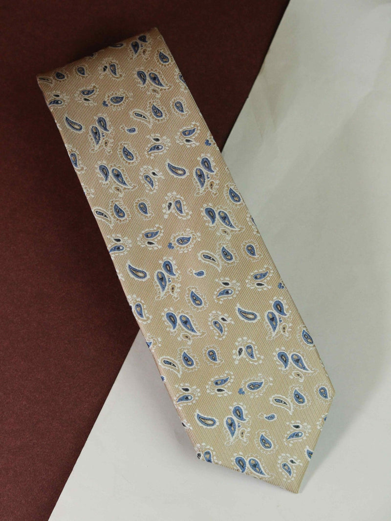 Cream Paisley Woven Silk Necktie - TOSSIDO
