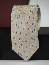Cream Paisley Woven Silk Necktie - TOSSIDO