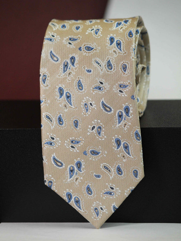Cream Paisley Woven Silk Necktie - TOSSIDO