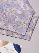 Cream & Sky Blue Paisley Woven Ascot & Pocket Square - TOSSIDO