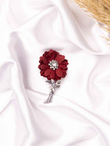 Crimson Bloom Crystal Brooch - TOSSIDO