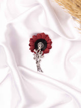 Crimson Bloom Crystal Brooch - TOSSIDO