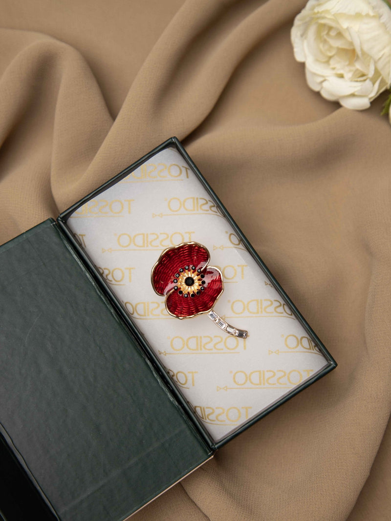 Crimson Poppy Brooch - TOSSIDO