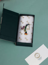 Crystal Bird on Blossom Branch Brooch - TOSSIDO