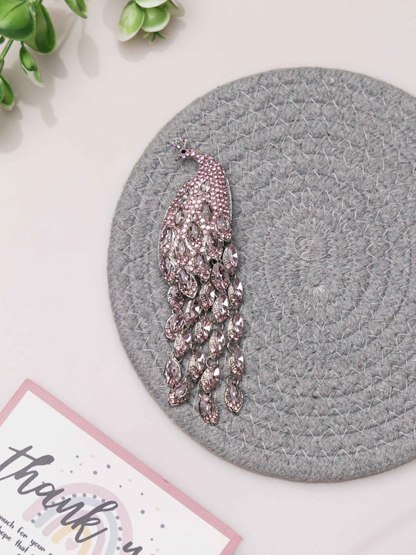 Crystal Cascade Peacock Brooch - TOSSIDO