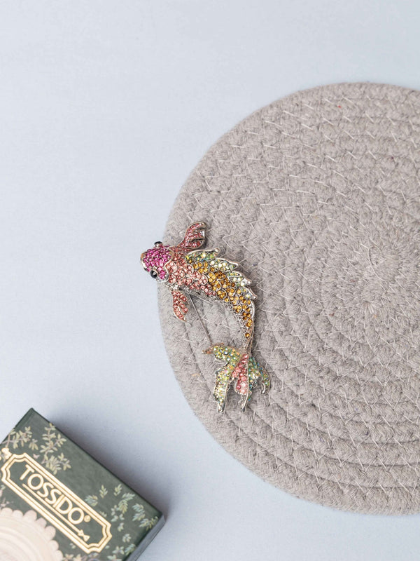 Crystal Koi Fish Brooch - TOSSIDO