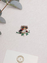 Crystal Owl on Branch Brooch - TOSSIDO