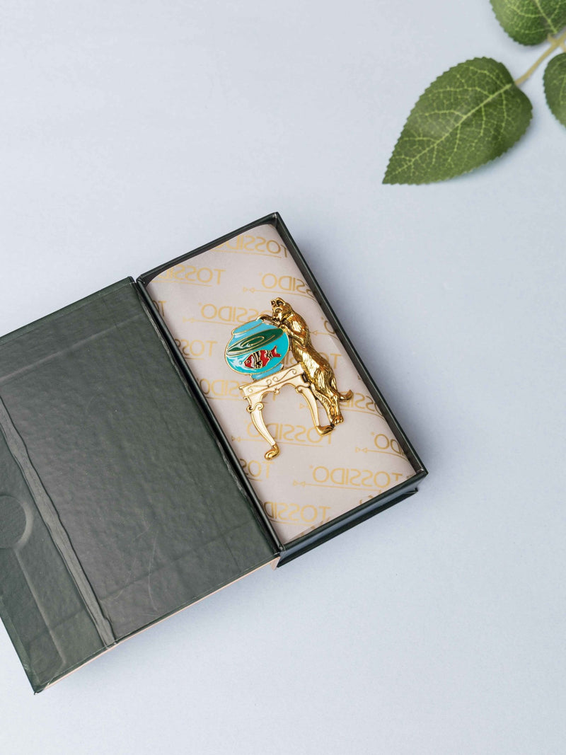 Curious Cat Fishbowl Brooch - TOSSIDO