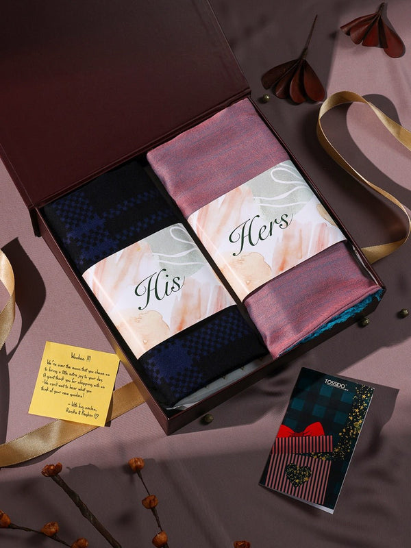 Dapper His Muffler & Hers Elegant Stole Gift Set - TOSSIDO